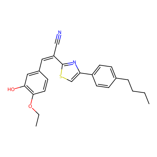 (2Z)-2-[4-(4-butylphenyl)-1,3-thiazol-2-yl]-3-(4-ethoxy-3-hydroxyphenyl)prop-2-enenitrile structure