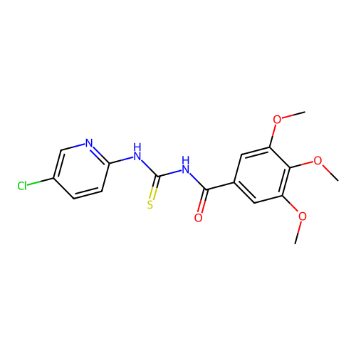 N-[(5-chloropyridin-2-yl)carbamothioyl]-3,4,5-trimethoxybenzamide structure