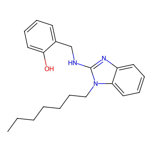 2-{[(1-heptyl-1H-benzimidazol-2-yl)amino]methyl}phenol structure