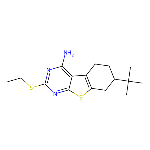 7-tert-butyl-2-(ethylsulfanyl)-5,6,7,8-tetrahydro[1]benzothieno[2,3-d]pyrimidin-4-amine structure