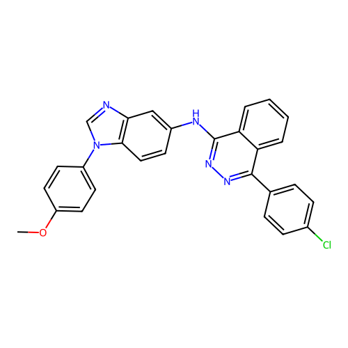 4-(4-chlorophenyl)-N-[1-(4-methoxyphenyl)-1H-benzimidazol-5-yl]phthalazin-1-amine structure