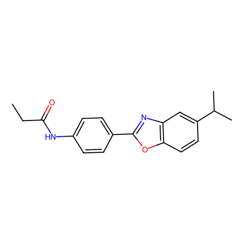 N-(4-(5-isopropylbenzo[d]oxazol-2-yl)phenyl)propionamide structure