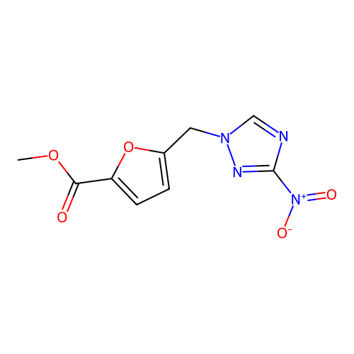 methyl 5-[(3-nitro-1H-1,2,4-triazol-1-yl)methyl]furan-2-carboxylate structure