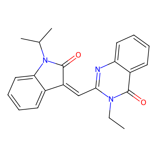 3-ethyl-2-[(Z)-(2-oxo-1-propan-2-ylindol-3-ylidene)methyl]quinazolin-4-one structure