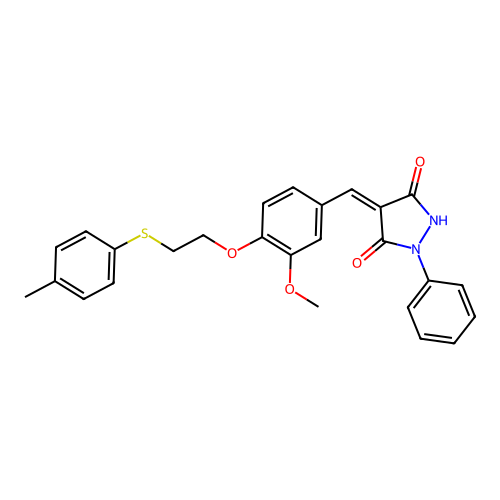 (4Z)-4-(3-methoxy-4-{2-[(4-methylphenyl)sulfanyl]ethoxy}benzylidene)-1-phenylpyrazolidine-3,5-dione structure