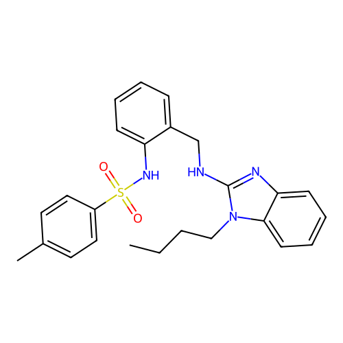 N-(2-{[(1-butyl-1H-benzimidazol-2-yl)amino]methyl}phenyl)-4-methylbenzenesulfonamide structure