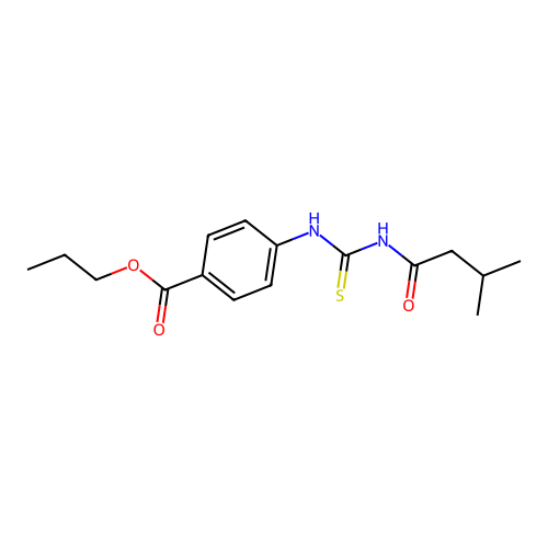 Propyl 4-(3-methylbutanoylcarbamothioylamino)benzoate structure
