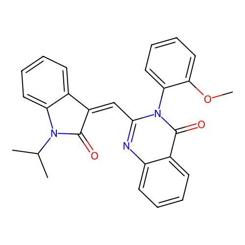 3-(2-methoxyphenyl)-2-{(Z)-[2-oxo-1-(propan-2-yl)-1,2-dihydro-3H-indol-3-ylidene]methyl}quinazolin-4(3H)-one structure