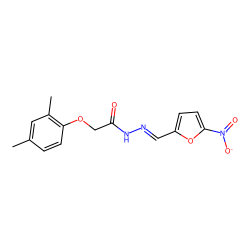 2-(2,4-dimethylphenoxy)-N'-[(E)-(5-nitrofuran-2-yl)methylidene]acetohydrazide structure