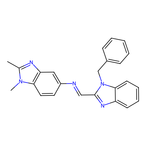 1-(1-benzylbenzimidazol-2-yl)-N-(1,2-dimethylbenzimidazol-5-yl)methanimine structure