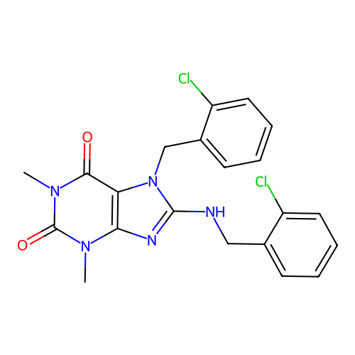 7-(2-chlorobenzyl)-8-[(2-chlorobenzyl)amino]-1,3-dimethyl-3,7-dihydro-1H-purine-2,6-dione structure