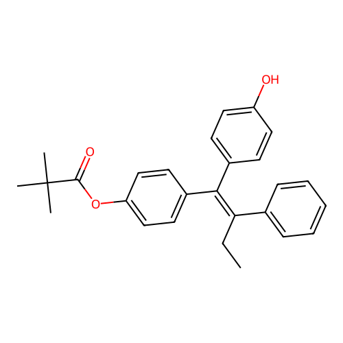 (E)-1-(4-Hydroxyphenyl)-1-[4-(trimethylacetoxy)phenyl]-2-phenylbut-1-ene structure
