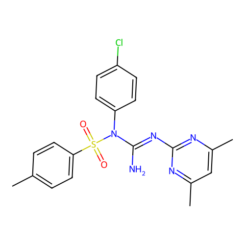 2-{[{4-chloro[(4-methylphenyl)sulfonyl]anilino}(imino)methyl]amino}-4,6-dimethylpyrimidine structure