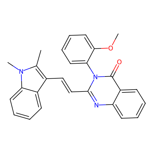 2-[(E)-2-(1,2-dimethyl-1H-indol-3-yl)ethenyl]-3-(2-methoxyphenyl)quinazolin-4(3H)-one structure