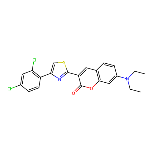 3-[4-(2,4-dichlorophenyl)-1,3-thiazol-2-yl]-7-(diethylamino)-2H-chromen-2-one structure