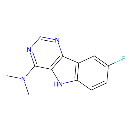 8-fluoro-N,N-dimethyl-5H-pyrimido[5,4-b]indol-4-amine structure
