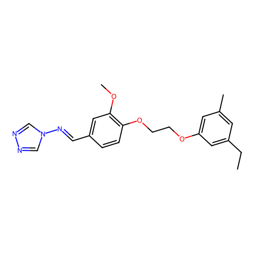 N-[(E)-{4-[2-(3-ethyl-5-methylphenoxy)ethoxy]-3-methoxyphenyl}methylidene]-4H-1,2,4-triazol-4-amine structure