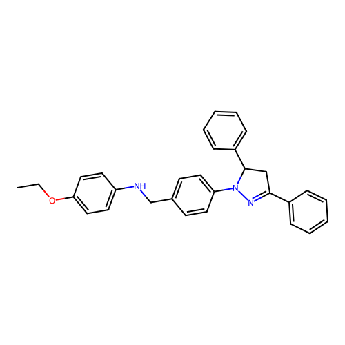 N-[4-(3,5-diphenyl-4,5-dihydro-1H-pyrazol-1-yl)benzyl]-4-ethoxyaniline structure