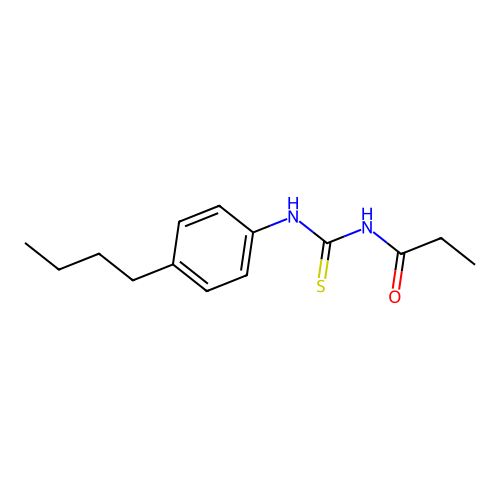 N-[(4-butylphenyl)carbamothioyl]propanamide structure