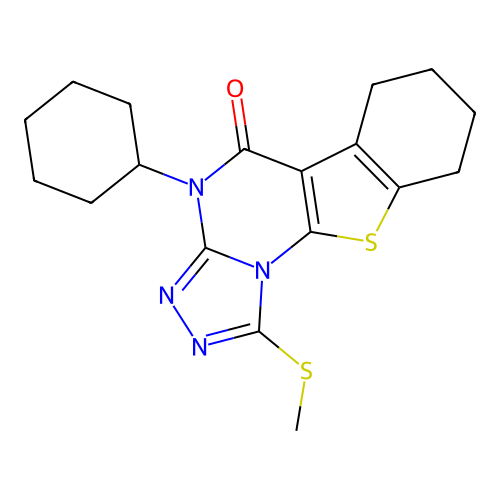 4-cyclohexyl-1-(methylsulfanyl)-6,7,8,9-tetrahydro[1]benzothieno[3,2-e][1,2,4]triazolo[4,3-a]pyrimidin-5(4H)-one structure