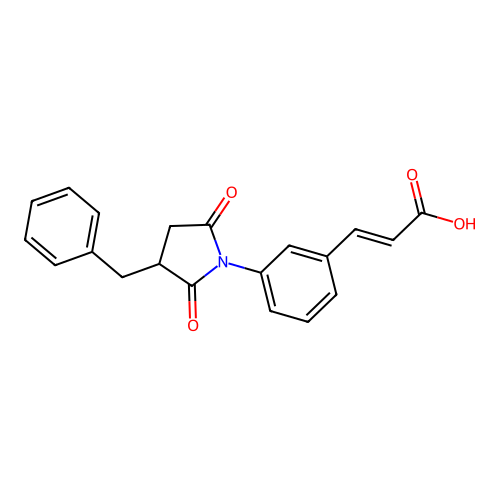 (2E)-3-[3-(3-benzyl-2,5-dioxopyrrolidin-1-yl)phenyl]prop-2-enoic acid structure