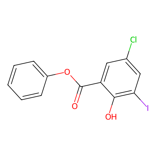Phenyl 5-chloro-2-hydroxy-3-iodobenzoate structure