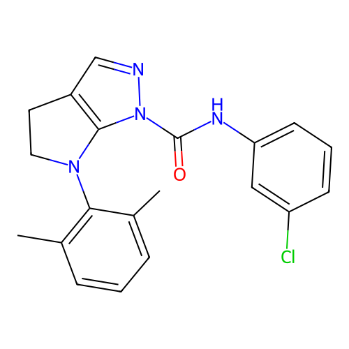 N-(3-chlorophenyl)-6-(2,6-dimethylphenyl)-5,6-dihydropyrrolo[2,3-c]pyrazole-1(4H)-carboxamide structure