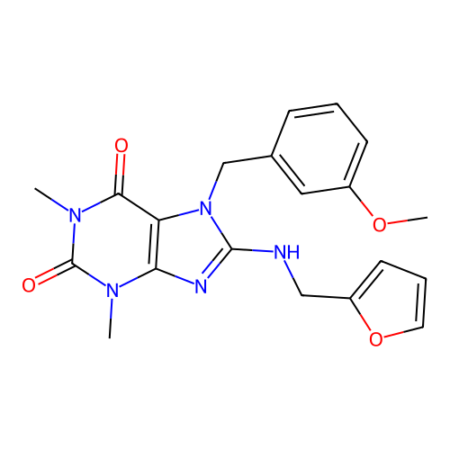 8-(2-furfurylamino)-7-m-anisyl-1,3-dimethyl-xanthine structure