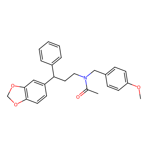 N-[3-(1,3-benzodioxol-5-yl)-3-phenylpropyl]-N-(4-methoxybenzyl)acetamide structure