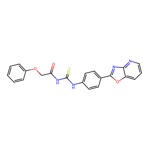N-{[4-([1,3]oxazolo[4,5-b]pyridin-2-yl)phenyl]carbamothioyl}-2-phenoxyacetamide structure