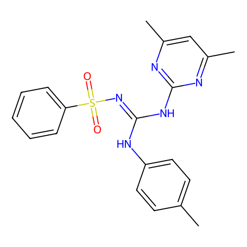 N-{[(4,6-dimethyl-2-pyrimidinyl)amino][(4-methylphenyl)amino]methylene}benzenesulfonamide structure