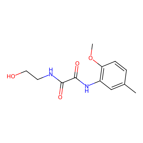N-(2-hydroxyethyl)-N'-(2-methoxy-5-methylphenyl)oxamide structure