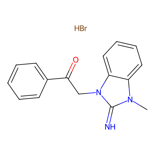 2-(2-imino-3-methyl-2,3-dihydro-1H-benzo[d]imidazol-1-yl)-1-phenylethanone hydrobromide structure
