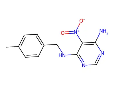 N4-[(4-methylphenyl)methyl]-5-nitropyrimidine-4,6-diamine structure