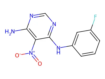 N4-(3-fluorophenyl)-5-nitropyrimidine-4,6-diamine structure
