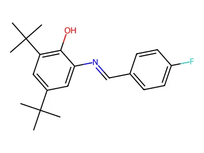 2,4-di-tert-butyl-6-{[(E)-(4-fluorophenyl)methylidene]amino}phenol structure