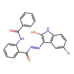 N-[2-[[(5-bromo-2-oxoindol-3-yl)amino]carbamoyl]phenyl]benzamide structure