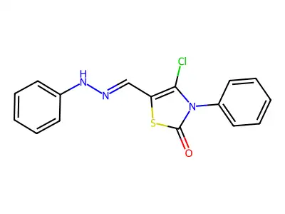 4-chloro-3-phenyl-5-[(E)-(phenylhydrazinylidene)methyl]-1,3-thiazol-2-one structure