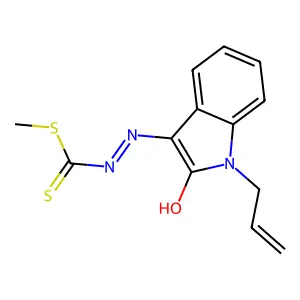 methyl 2-(1-allyl-2-oxo-1,2-dihydro-3H-indol-3-ylidene)hydrazinecarbodithioate structure