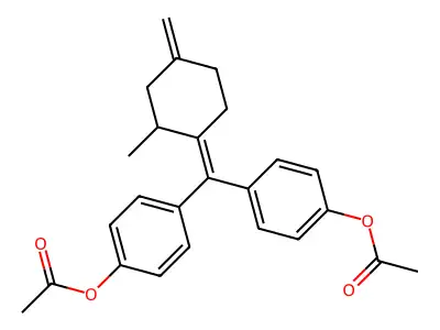 Bis(p-acetoxyphenyl)-2-methyl-4-methylidenecyclohexylidenemethane structure