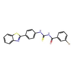 N-[[4-(1,3-benzothiazol-2-yl)phenyl]carbamothioyl]-3-bromobenzamide structure