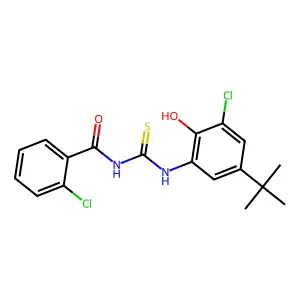 N-[(5-tert-butyl-3-chloro-2-hydroxyphenyl)carbamothioyl]-2-chlorobenzamide structure