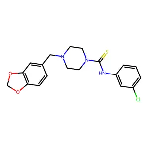 4-(1,3-benzodioxol-5-ylmethyl)-N-(3-chlorophenyl)piperazine-1-carbothioamide structure
