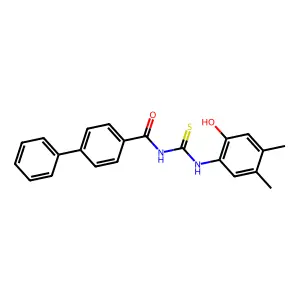 N-[(2-hydroxy-4,5-dimethylphenyl)carbamothioyl]-4-phenylbenzamide structure
