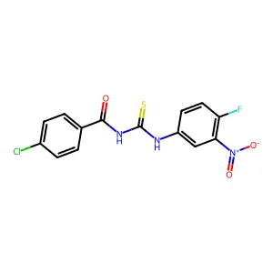 4-chloro-N-[(4-fluoro-3-nitrophenyl)carbamothioyl]benzamide structure