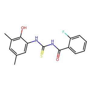 2-fluoro-N-[(2-hydroxy-3,5-dimethylphenyl)carbamothioyl]benzamide structure