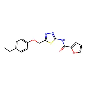 N-{5-[(4-ethylphenoxy)methyl]-1,3,4-thiadiazol-2-yl}furan-2-carboxamide structure