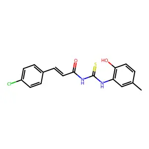 (E)-3-(4-chlorophenyl)-N-[(2-hydroxy-5-methylphenyl)carbamothioyl]prop-2-enamide structure