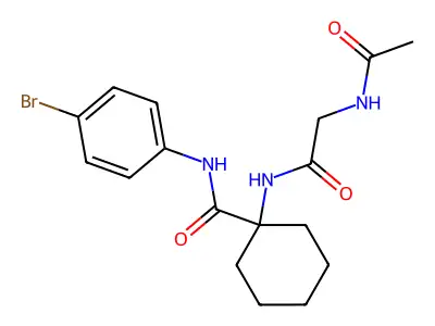1-[(N-acetylglycyl)amino]-N-(4-bromophenyl)cyclohexanecarboxamide structure