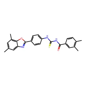 N-[[4-(5,7-dimethyl-1,3-benzoxazol-2-yl)phenyl]carbamothioyl]-3,4-dimethylbenzamide structure